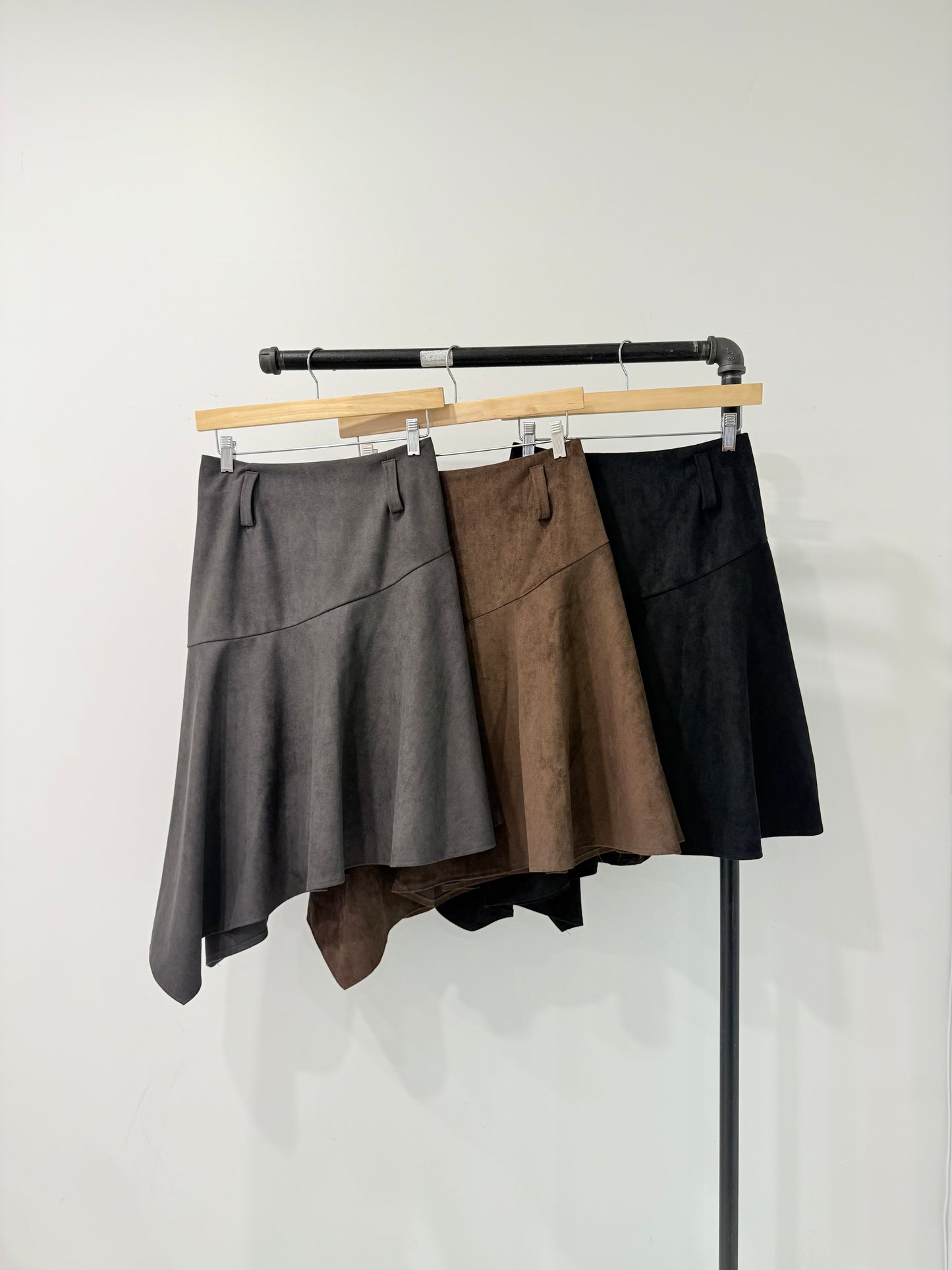 MICA Asymmetric suede skirt