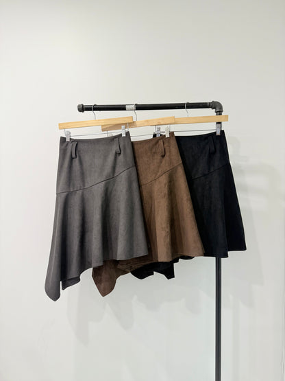 MICA Asymmetric suede skirt