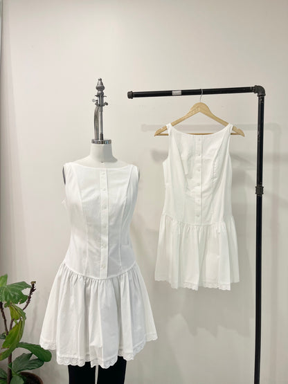 MARGOT Eyelet drop-waist mini dress