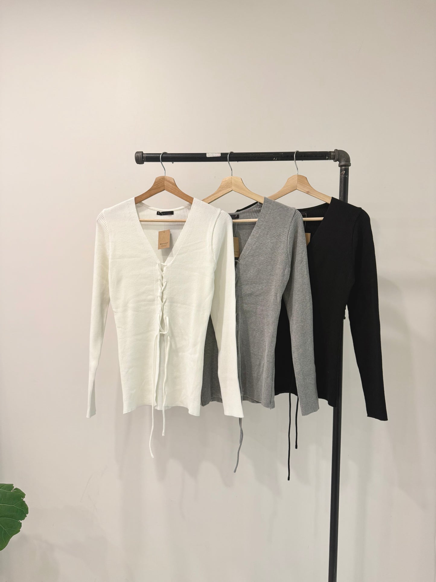 RACK Lace-up knit top