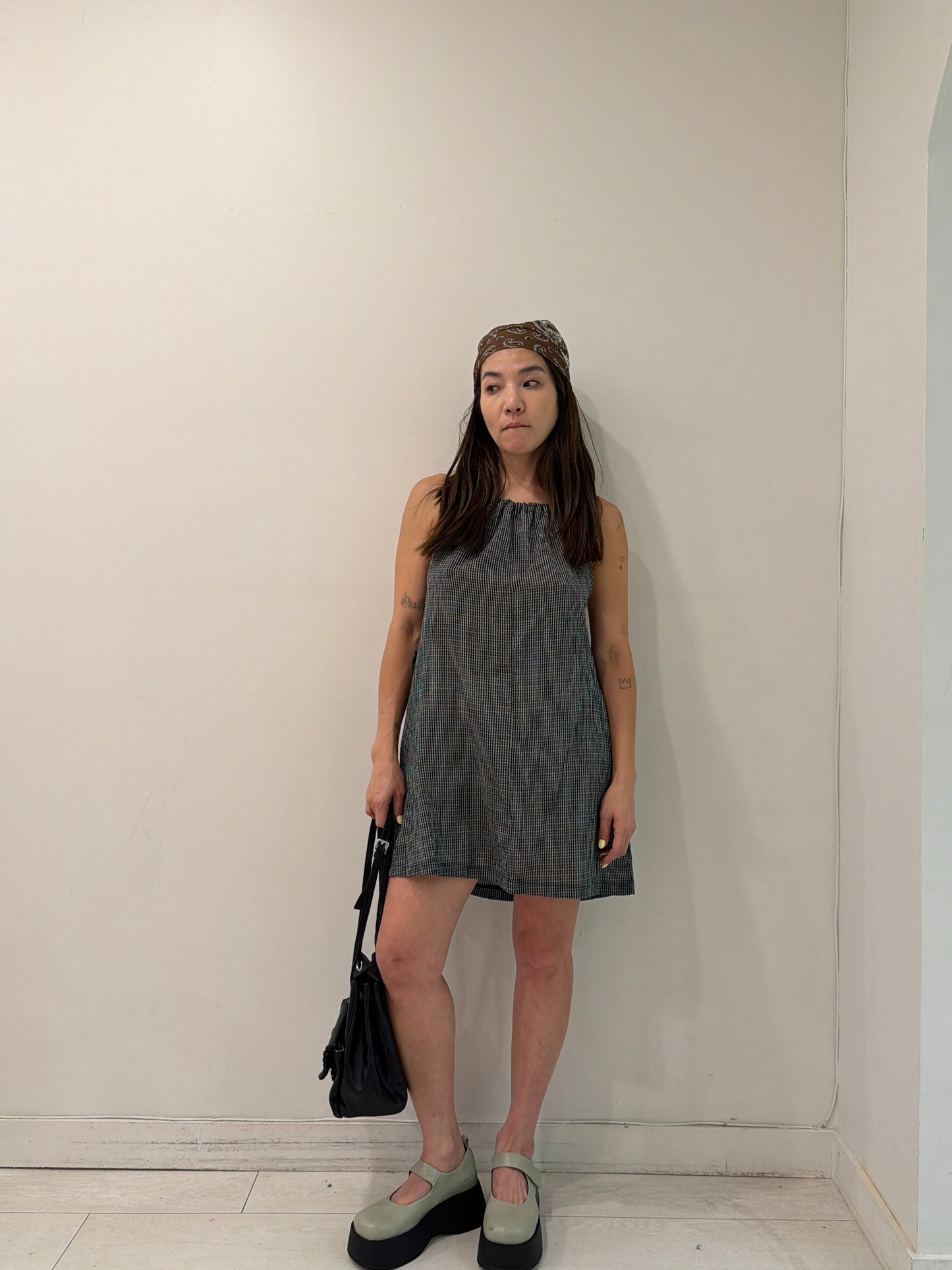 POPPY Gingham halter mini dress