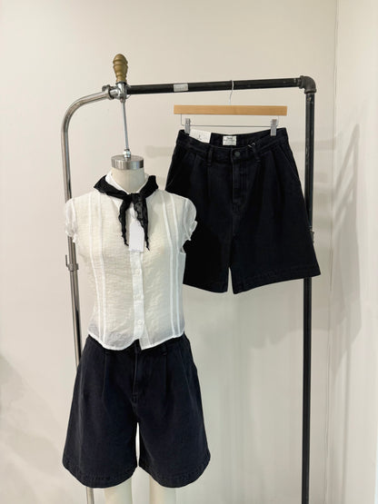 VOICE Black denim shorts