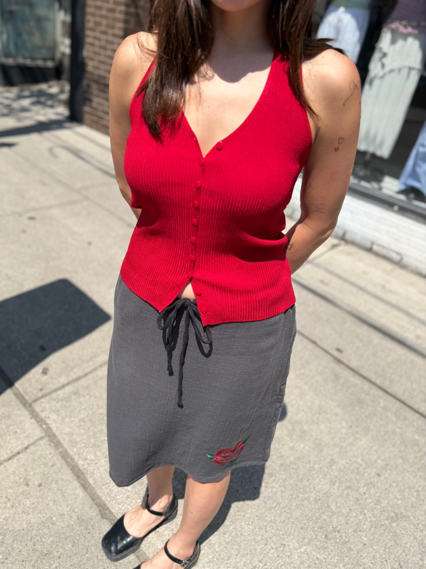 ROSIE Embroidered midi skirt