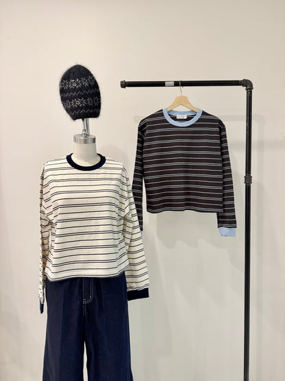 DOWN Striped long sleeve tee