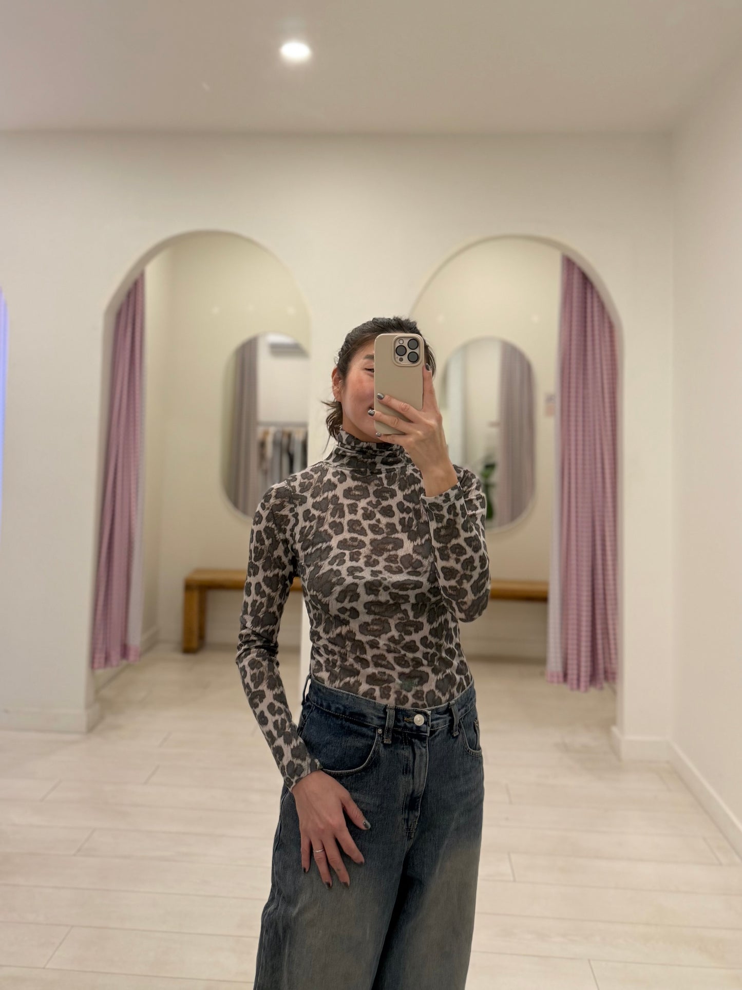 KISK Cheetah turtleneck top