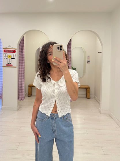 BLUSH Polkadot collar top