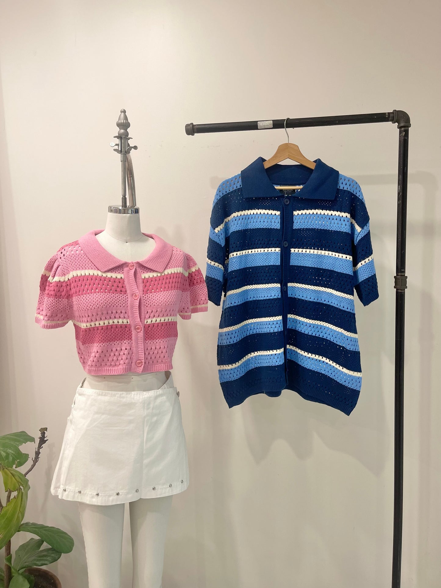 PIPPA Crochet candy-stripe polo
