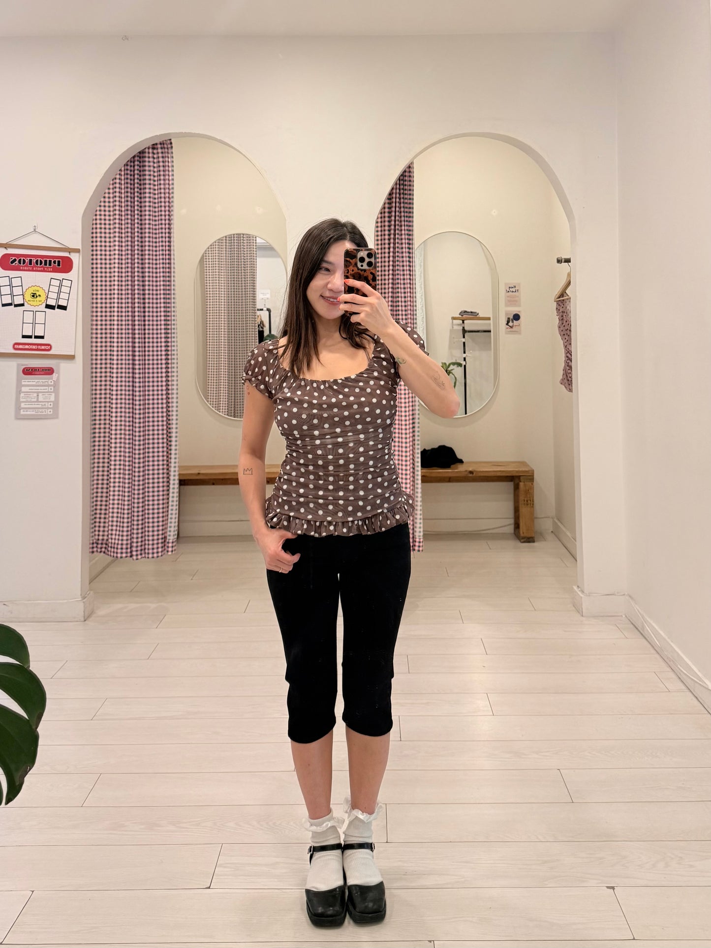 PIPER Polkadot square-neck top