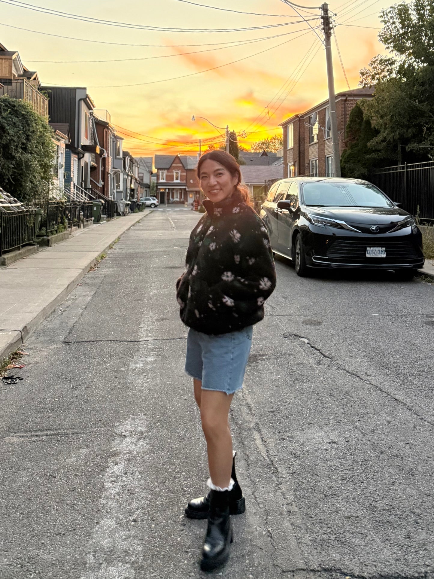 TUBE Flower print fleece jacket