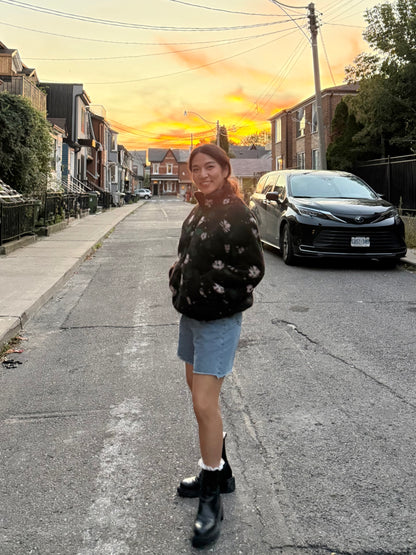 TUBE Flower print fleece jacket