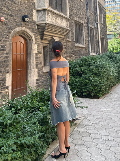 INES Off-shoulder tie-back top