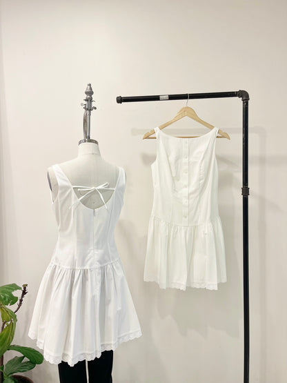 MARGOT Eyelet drop-waist mini dress