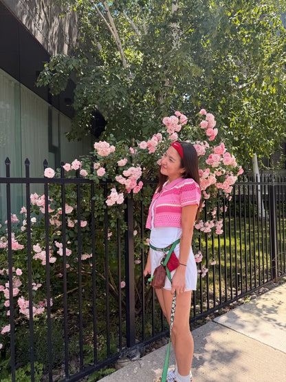 PIPPA Crochet candy-stripe polo