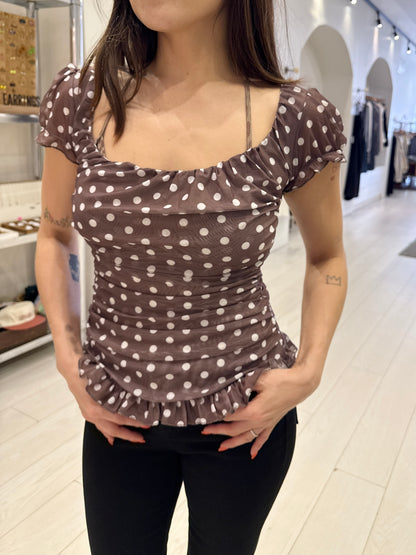 PIPER Polkadot square-neck top