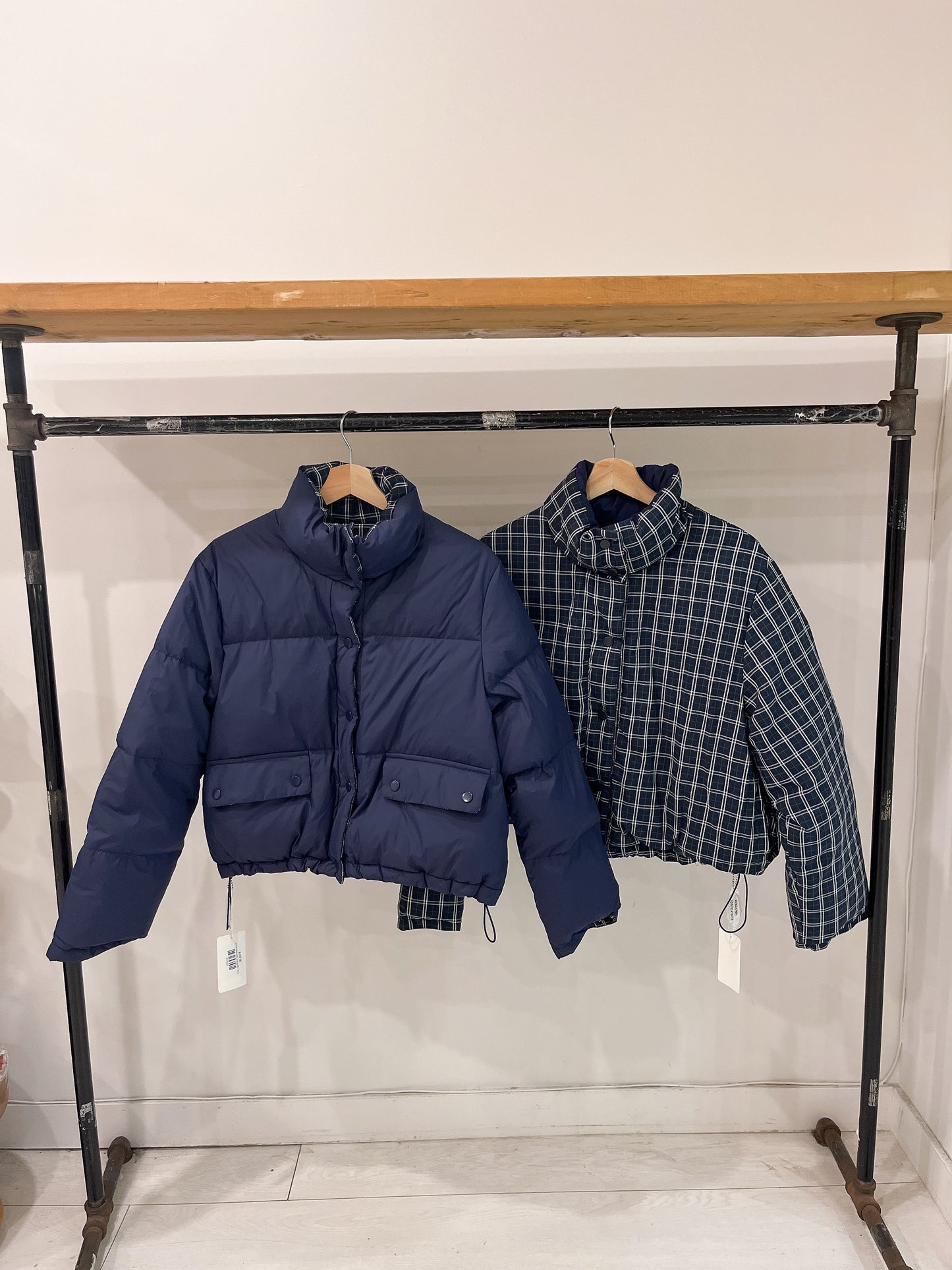 JACOB Reversible plaid puffer