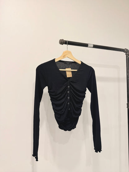HOTO Ruched button-up top