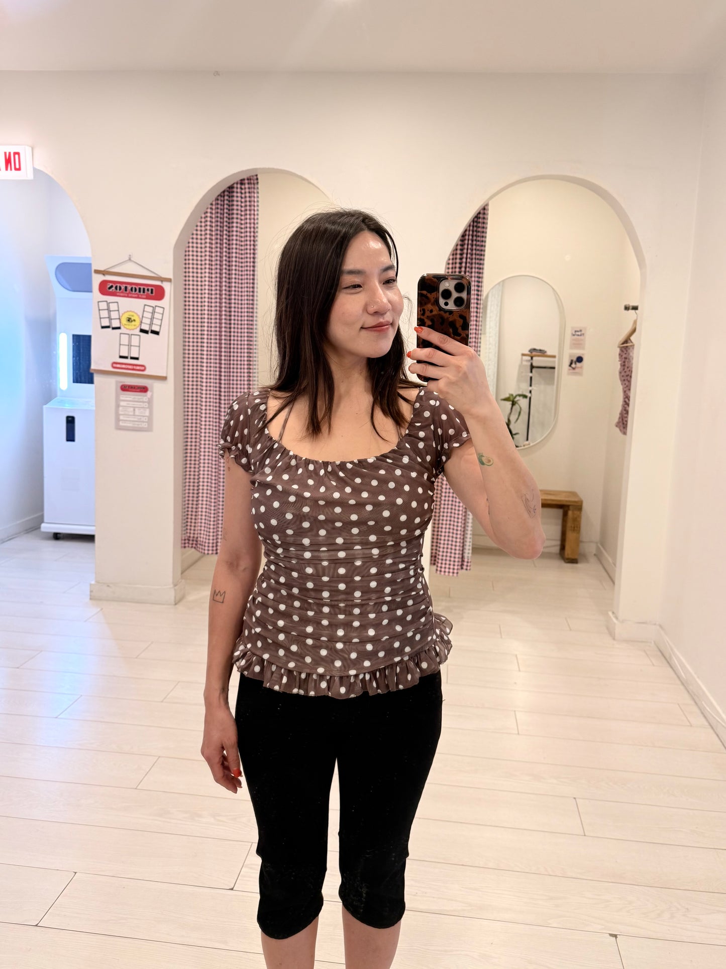 PIPER Polkadot square-neck top