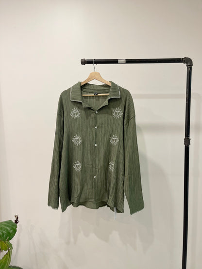 NELL Sun-embroidered camp shirt