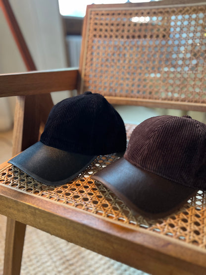 BAGO Pleather brim corduroy cap