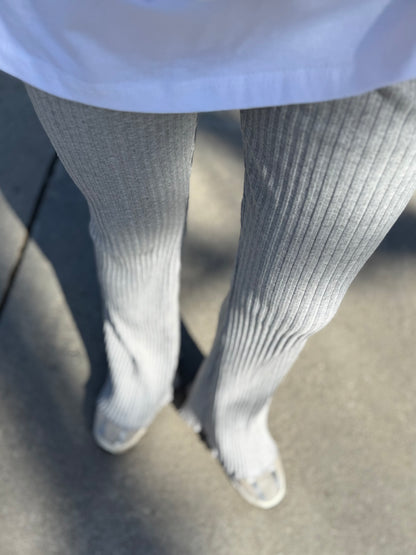 ROZEN Ribbed bootcut tights