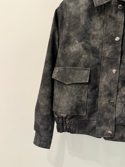 SHOW Washed faux leather bomber