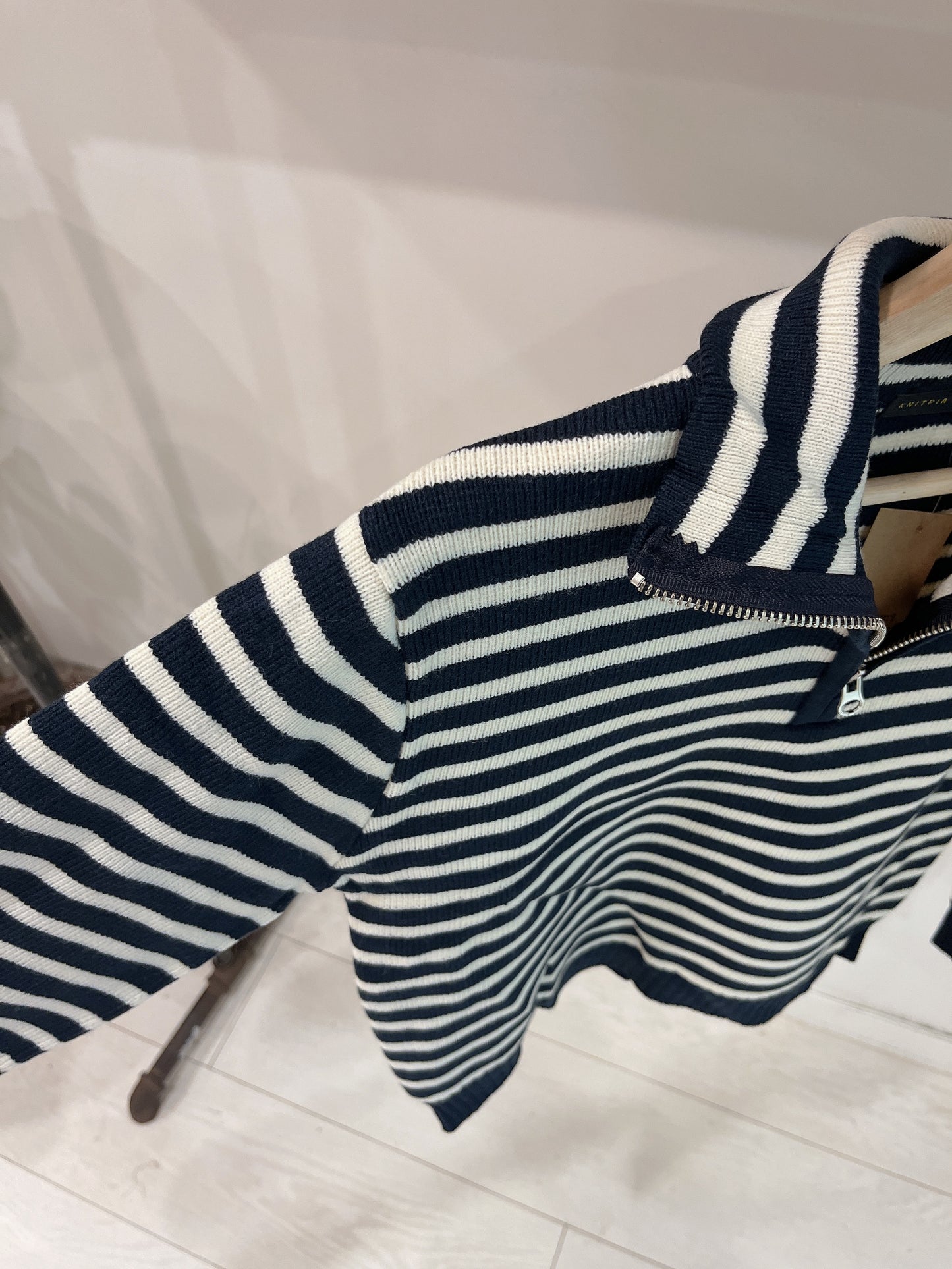 PETAN Stripe half-zip sweater