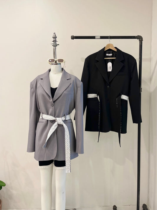 SLOANE Lace-belt boxy blazer