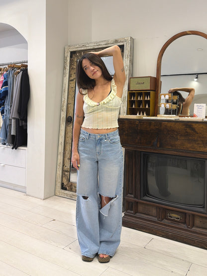 DORA Ripped wide-leg jeans