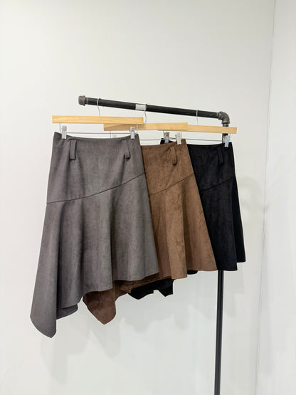 MICA Asymmetric suede skirt