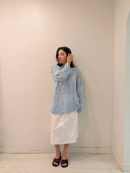 POSY Floral-embroidered midi skirt
