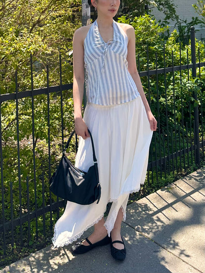 CLARA Lace trim midi skirt
