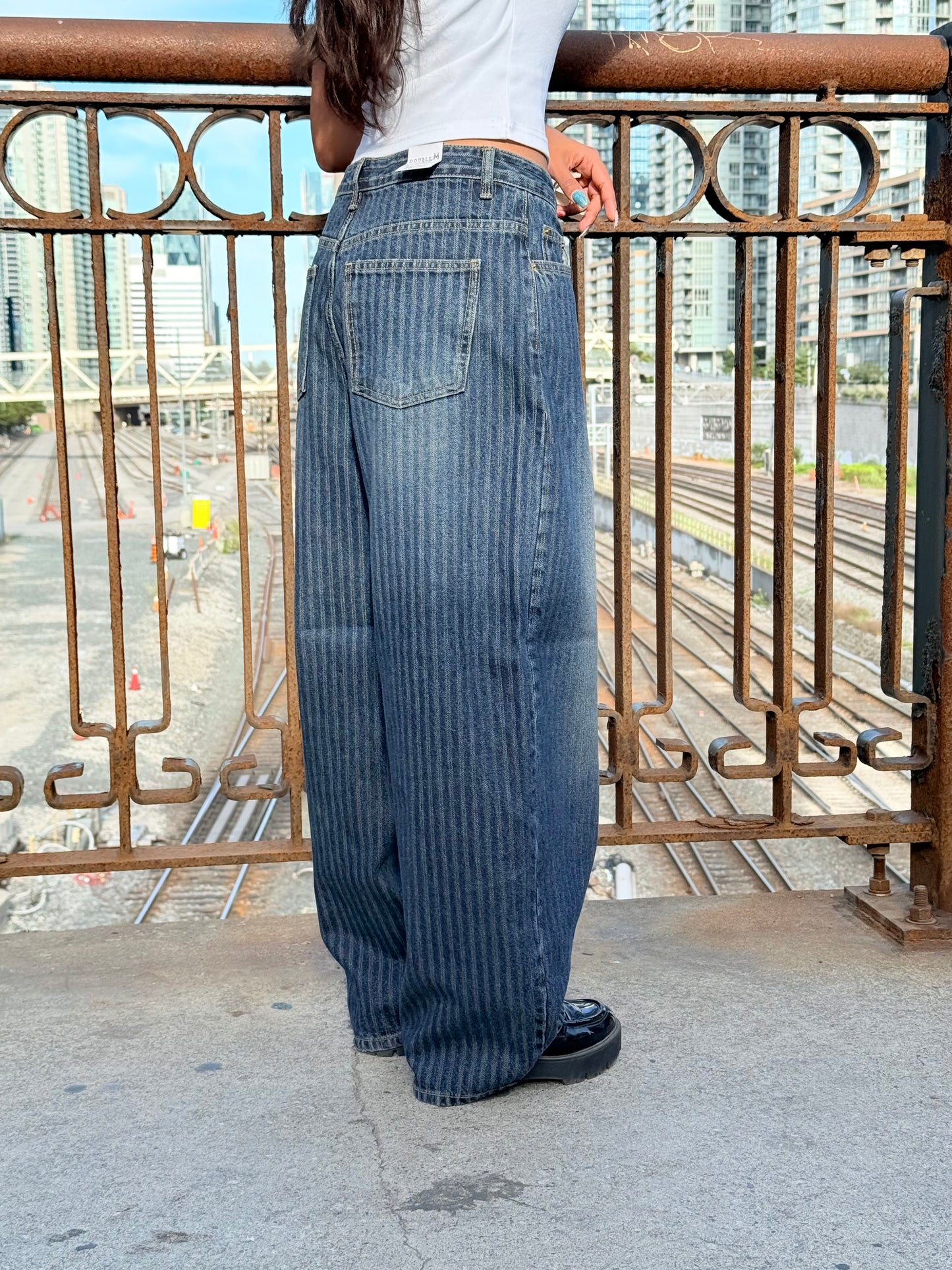 MEGO Striped denim jeans