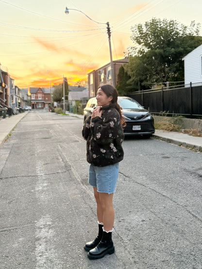 TUBE Flower print fleece jacket