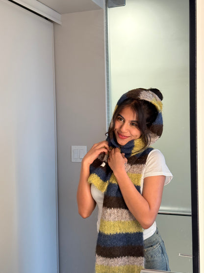 IMAGINE Fuzzy stripe scarf