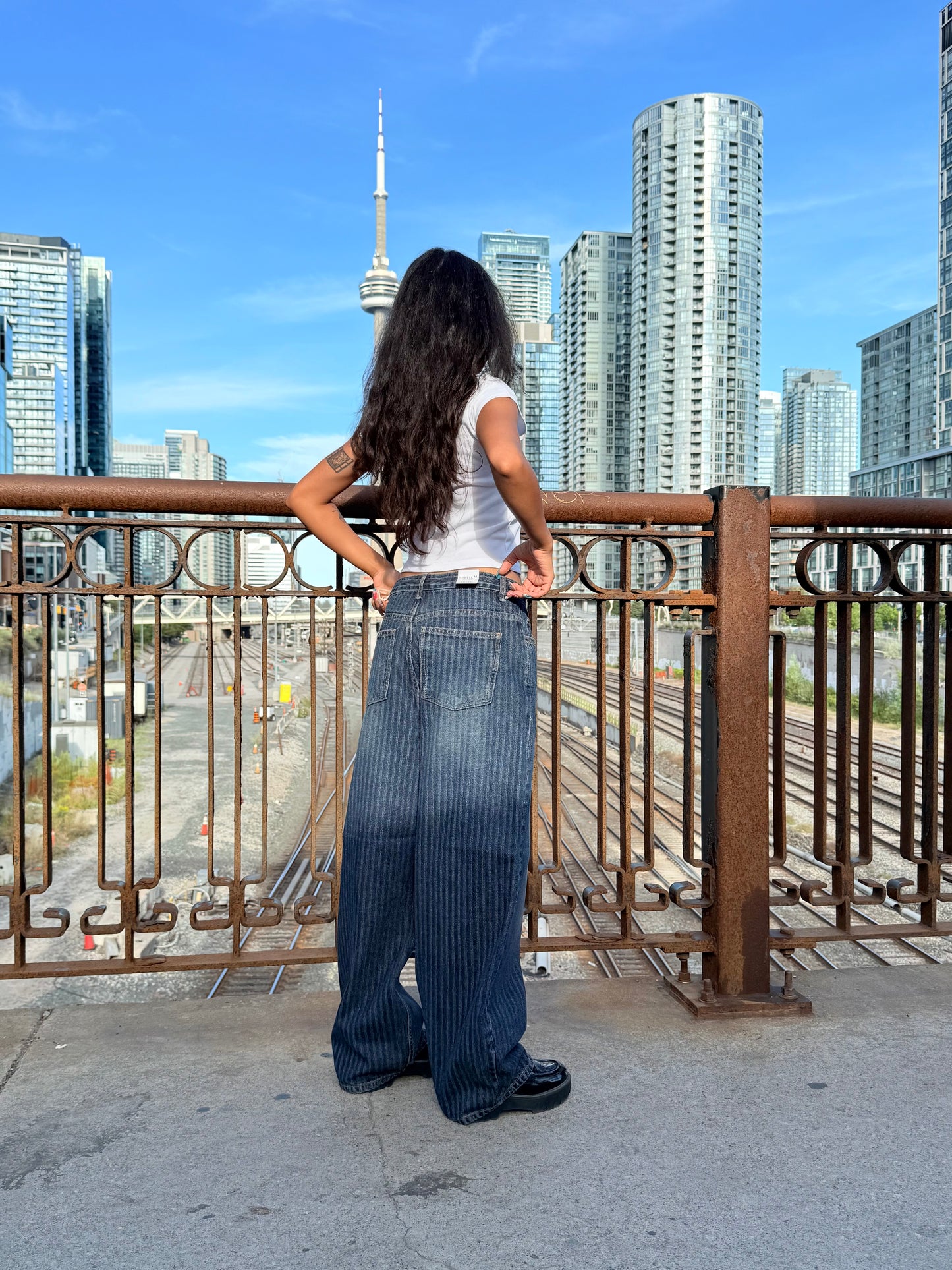 MEGO Striped denim jeans