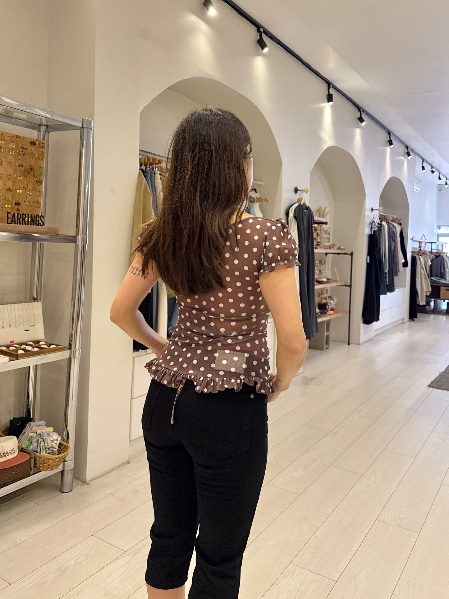 PIPER Polkadot square-neck top