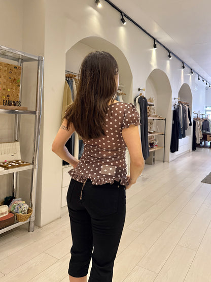 PIPER Polkadot square-neck top