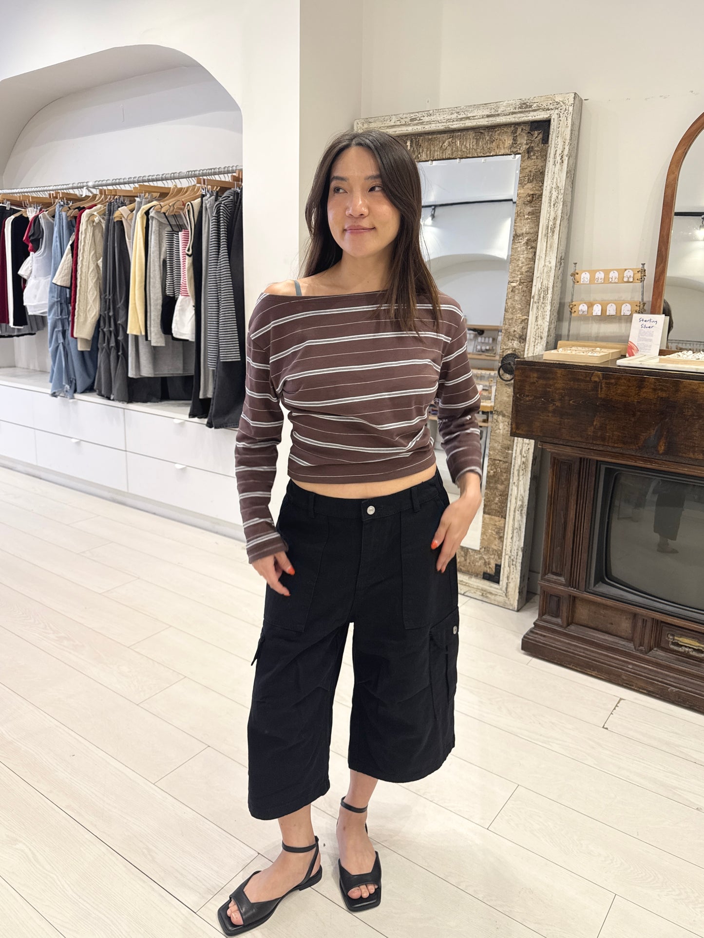 LIV Off-shoulder striped tee