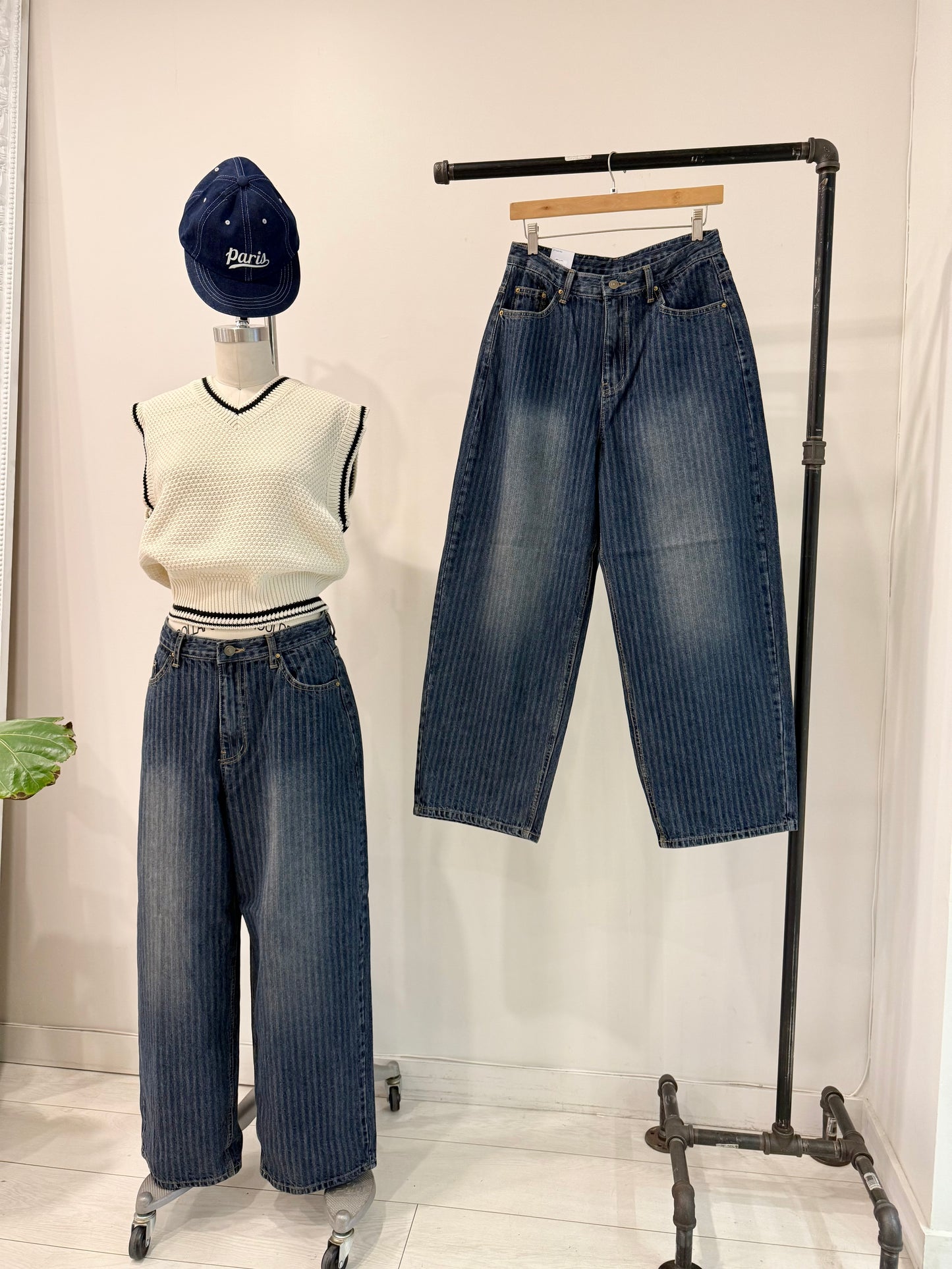 MEGO Striped denim jeans