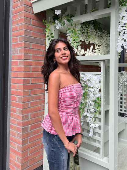 POP Gingham peplum top