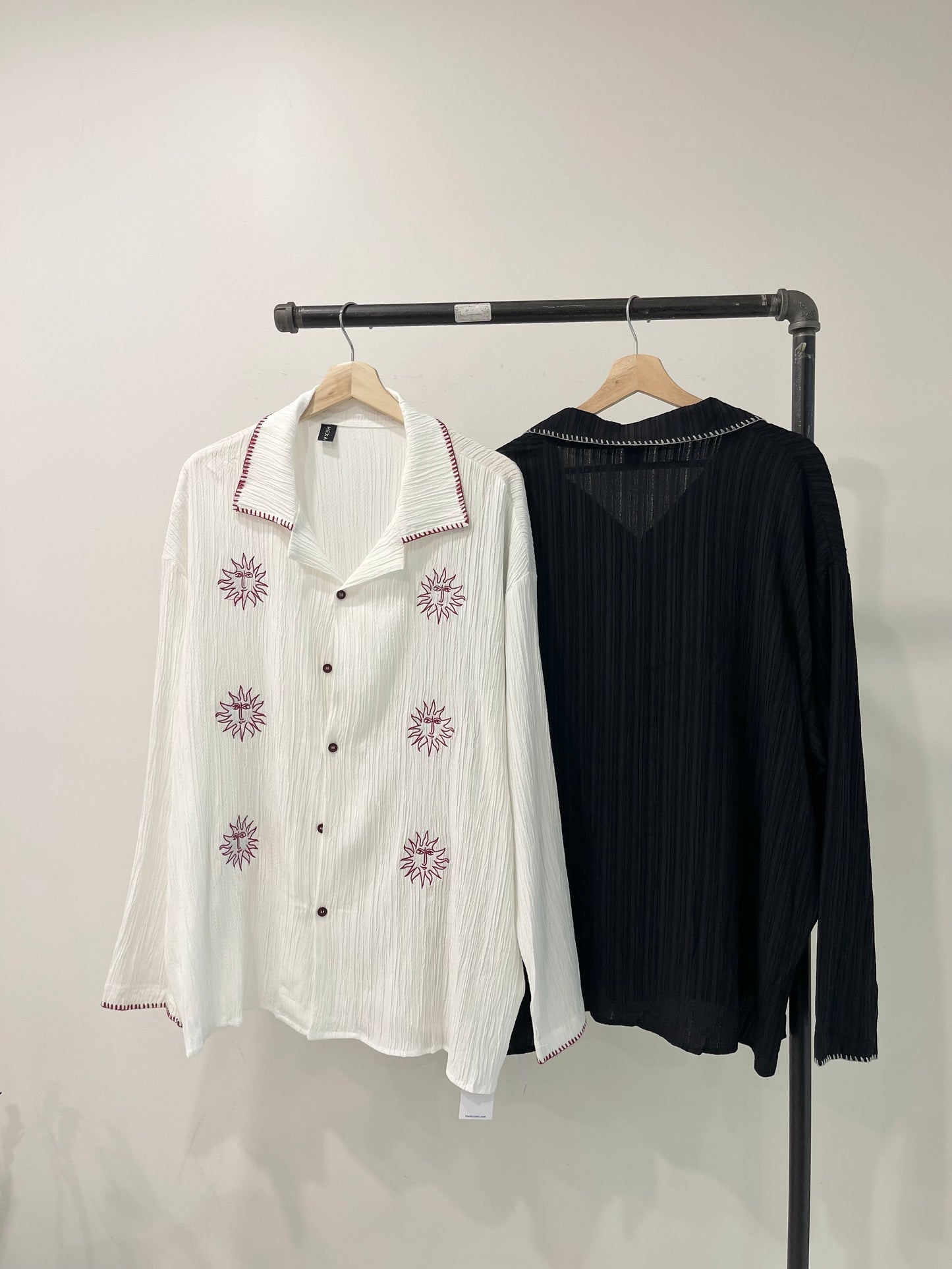 NELL Sun-embroidered camp shirt