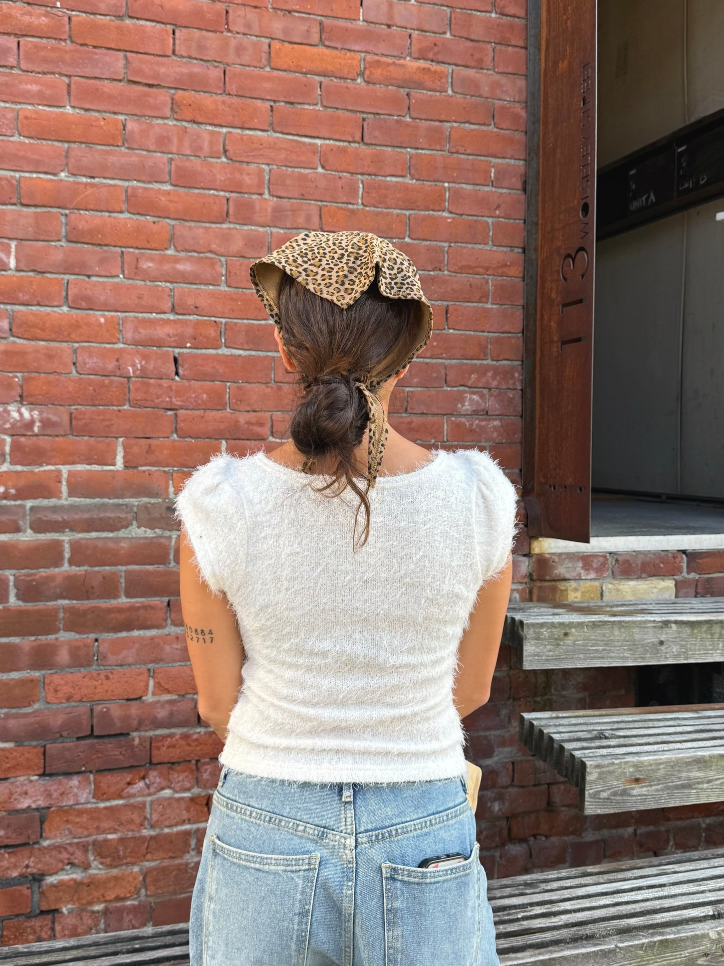 NICOLE Capped sleeve boucle top