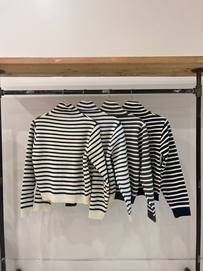 PETAN Stripe half-zip sweater