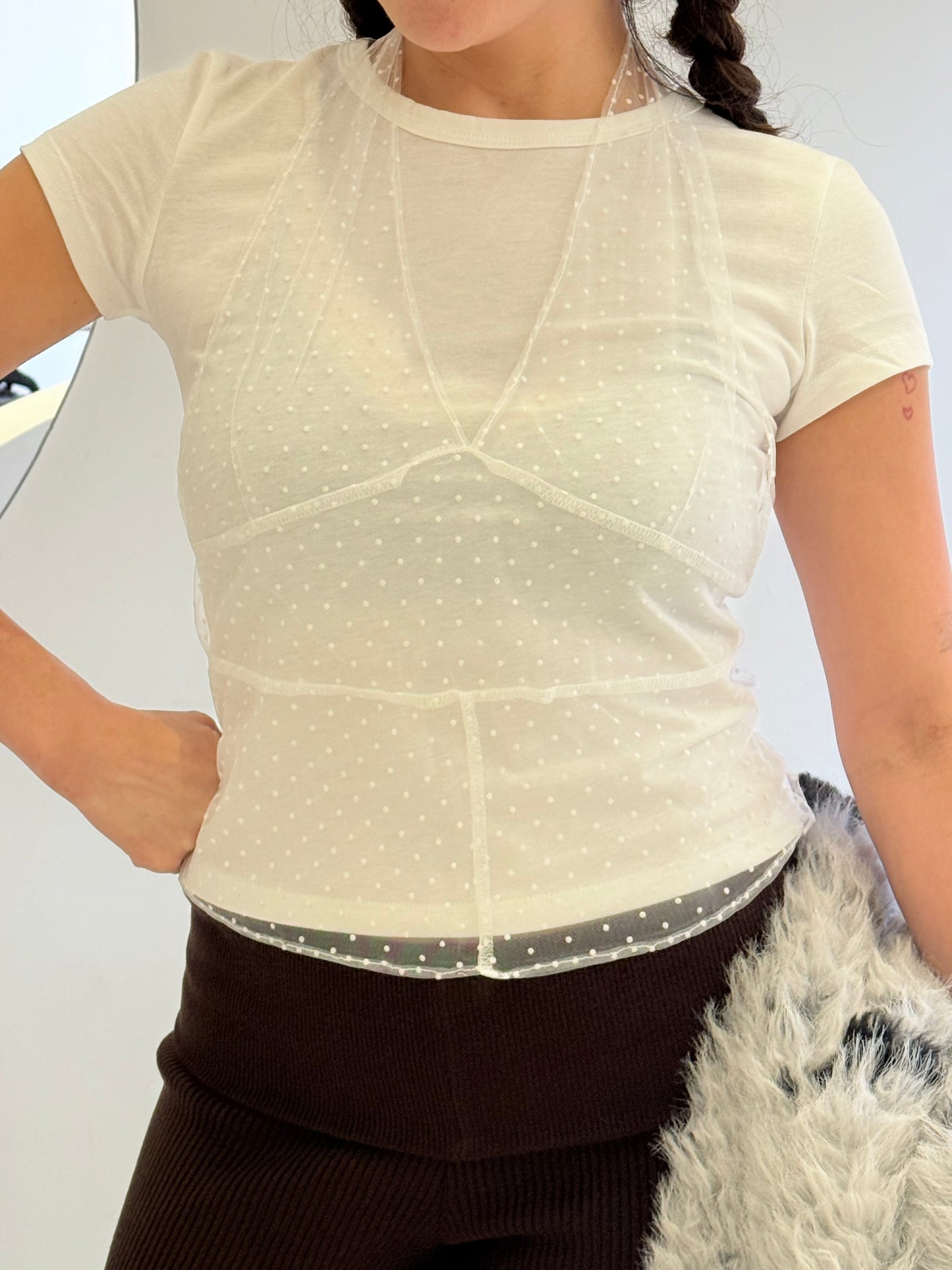 MYAH Polkdot mesh layer top