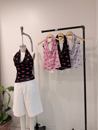 SCARLETT Lip-print halter