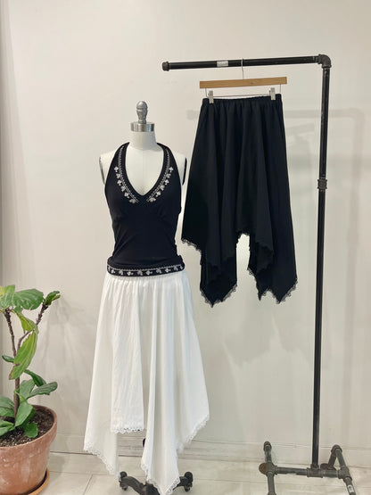 CLARA Lace trim midi skirt