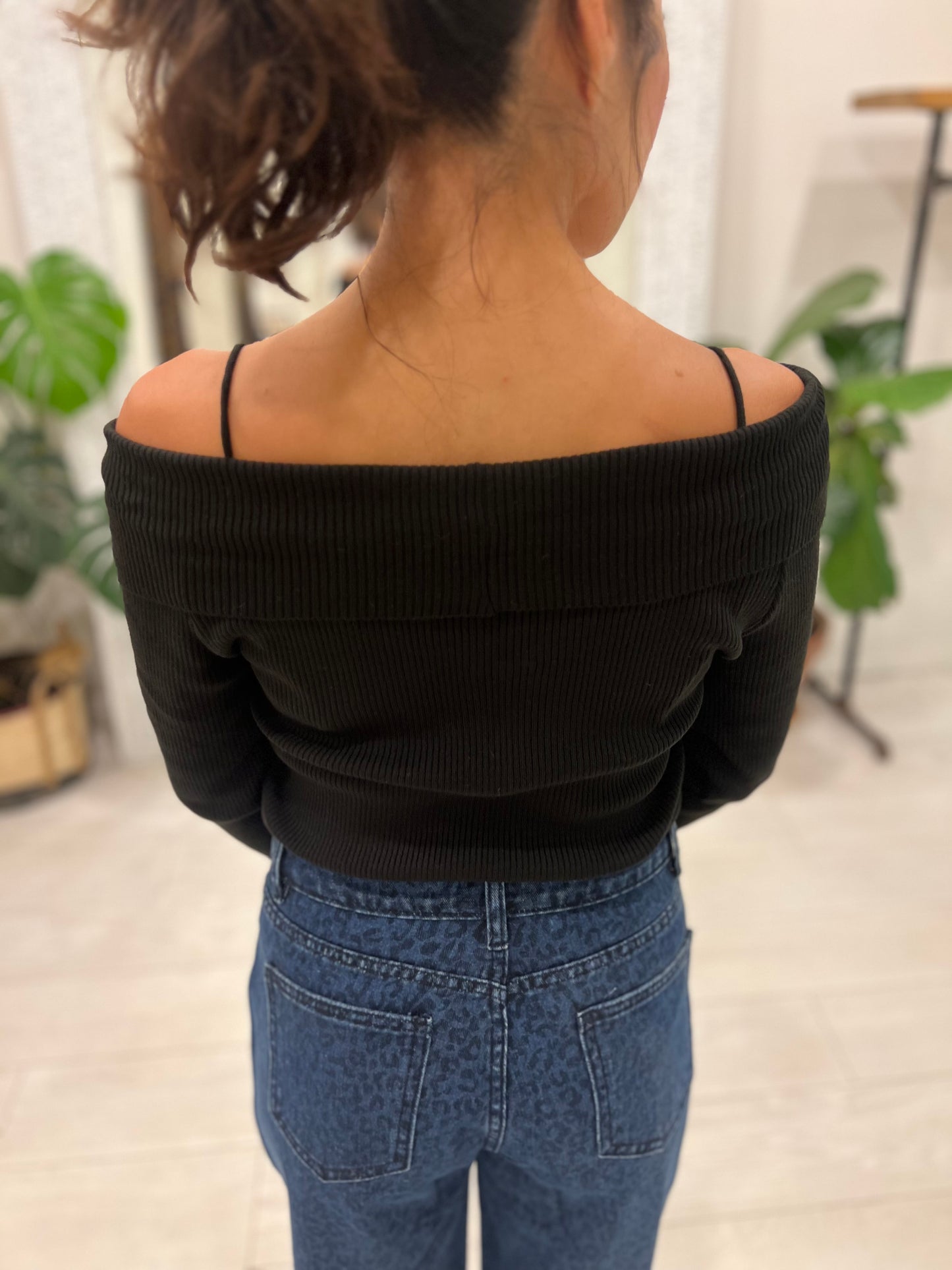 HEBON Off shoulder sailor knit