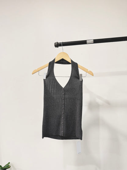 LARA Ribbed halter top