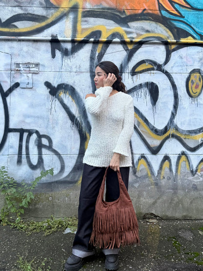 ROAR Asymmetric long knit top