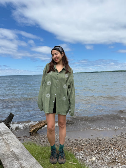 NELL Sun-embroidered camp shirt
